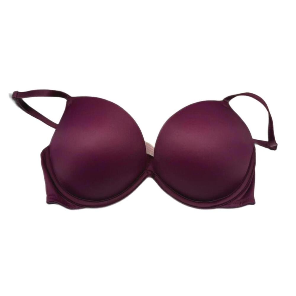 VICTORIA'S SECRET PINK WEAR EVERYWHERE SUPER PUSH UP BRA 32D MAROON SEXY NWT